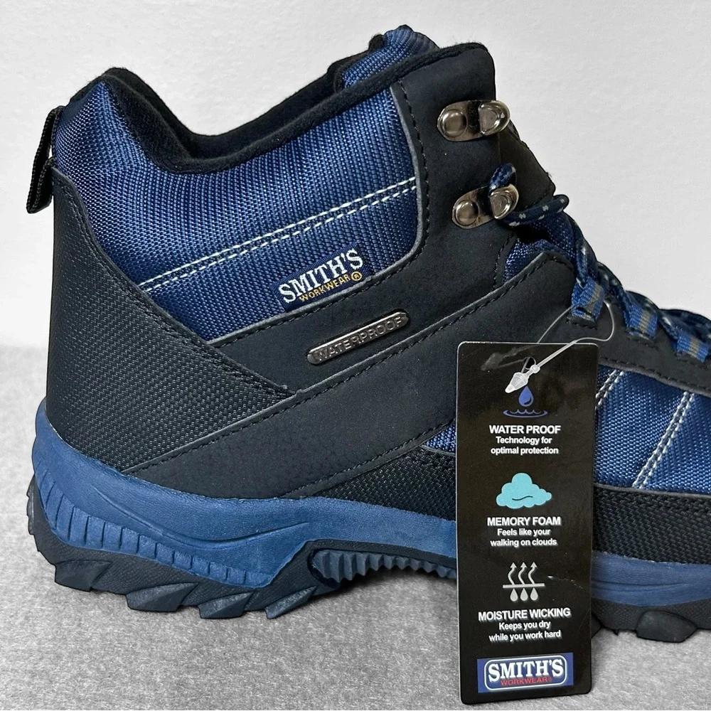 Smith's Workwear Waterproof Trail Hiking Boots Men’s Size 10.5 Navy Blue